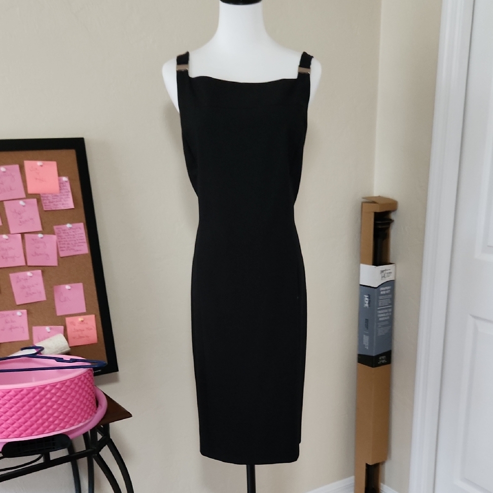 Liz Claiborne Black Sheath Dress Square Neck Sleeveless